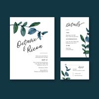 Happy Wedding card floral garden invitation card marriage, rsvp detail. space layout vintage ornament beautiful ,  watercolor vector illustration template collection design