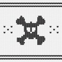 Knitted skull with bones, sweater for halloween and christmas vector