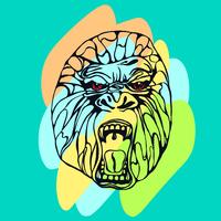 Growling gorilla tattoo vector