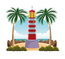 seashore landscape cartoon vector