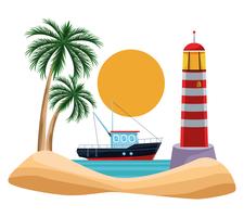 seashore landscape cartoon vector