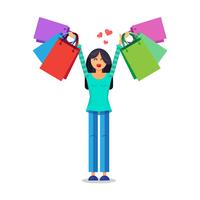 Girl with shopping bags vector