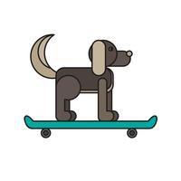 Dog sitting on a skateboard vector