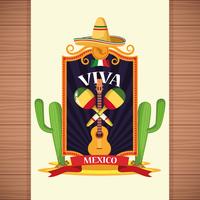 Viva mexico tarjeta de dibujos animados vector