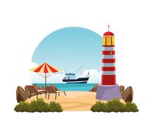 seashore landscape cartoon vector