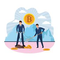 digital mining bitcoin vector