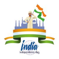 Tarjeta del día de la independencia de la india vector