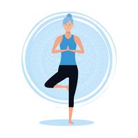 mujer en posturas de yoga vector