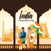 Tarjeta del día de la independencia de la india vector