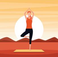 woman in yoga poses vector