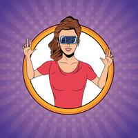 Woman using virtual reality glasses vector