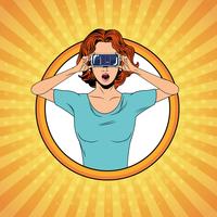 Woman using virtual reality glasses vector