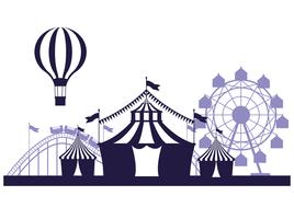 Circus festival fair scenery blue and white colors vector