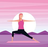 mujer en posturas de yoga vector