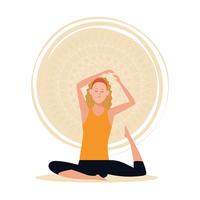 mujer en posturas de yoga vector