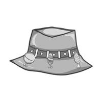 grayscale fishing peasant hat object, to warker vector