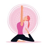 mujer en posturas de yoga vector