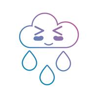 línea kawaii linda nube feliz lloviendo vector