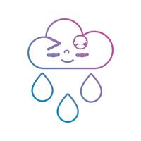 línea kawaii linda nube feliz lloviendo vector