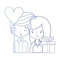 line beauty couple married with hairstyle design vector
