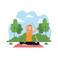 mujer en posturas de yoga