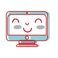 kawaii cute happy screen monitor vector