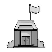 grayscale school education with roof and doors design vector