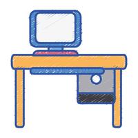 office with computer technology and wood desk vector