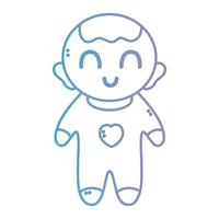 line nice baby boy with pijama and hairstyle vector