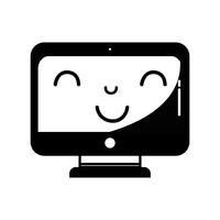 contour kawaii cute happy screen monitor vector