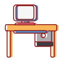 office with computer technology and wood desk vector