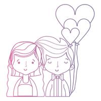 line beauty couple married with hairstyle design vector