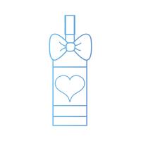 line delicious bottle of wine with ribbon bow and heart vector