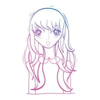 line beauty anime girl with hairstyle and blouse vector