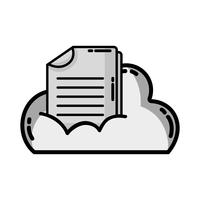 grayscale cloud data with digital document information vector