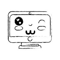 figure kawaii cute funny screen monitor vector