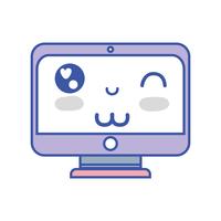 kawaii cute funny screen monitor vector