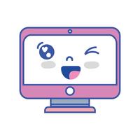 kawaii cute funny screen monitor vector