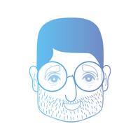 line man head with hairstyle and glasses vector