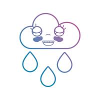 línea kawaii linda nube feliz lloviendo vector