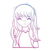 line beauty anime girl with hairstyle and blouse vector