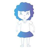 Línea avatar niña con peinado y ropa. vector