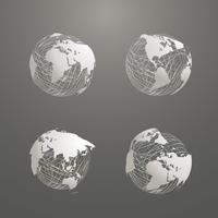 Collection of four continents, world map Asia, Europe, Africa, America. EPS10, VECTOR, Illustration vector