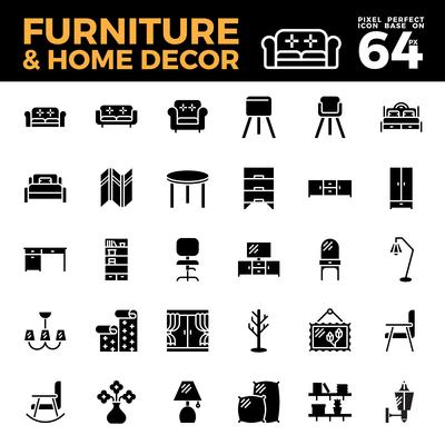 Furniture and home decor solid icon