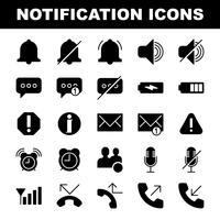 25 notificaciones llenas de iconos base en 64px. vector