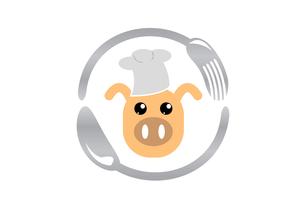 Pig with chef hat vector