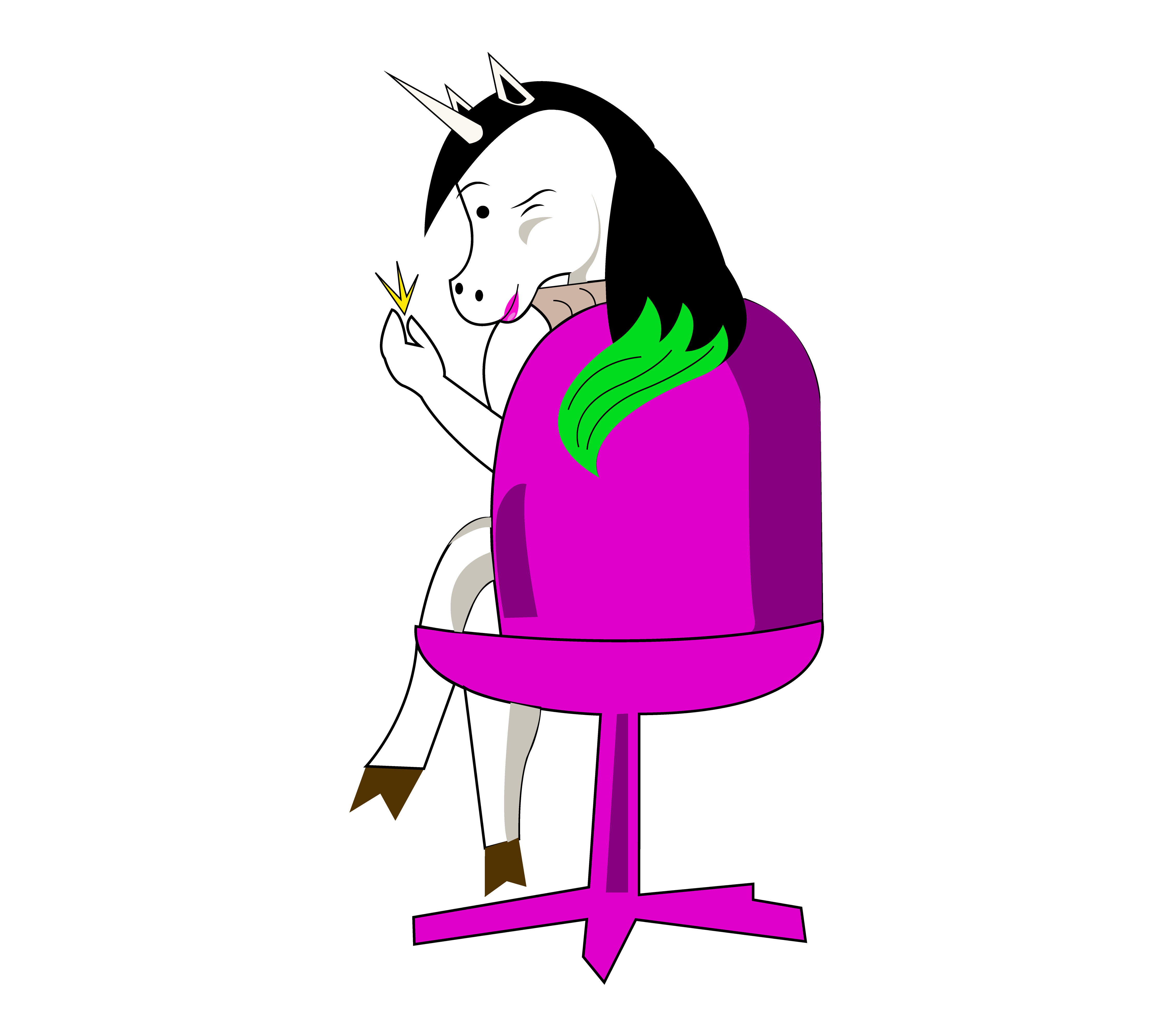 female unicorn sitting in a chair  download free vectors