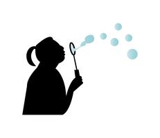 Young girl blowing bubbles vector