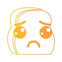 line kawaii cute sad slice bread vector