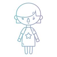 line girl with dress and hairstyle design vector